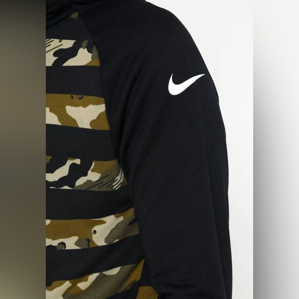 Nike Dri-Fit Camo Stripe Hoodie Mens Size Small Black Green Training Pullover - Picture 3 of 16